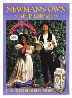 Paul Newman Signed 20x27 ¾-inch Newman’s Own Lemonade Poster Featuring Whoopi Goldberg  